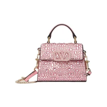 Valentino VSLING Embroidery Crossbody Bag, Shoulder Bag Mini Women's Glitter Pink
