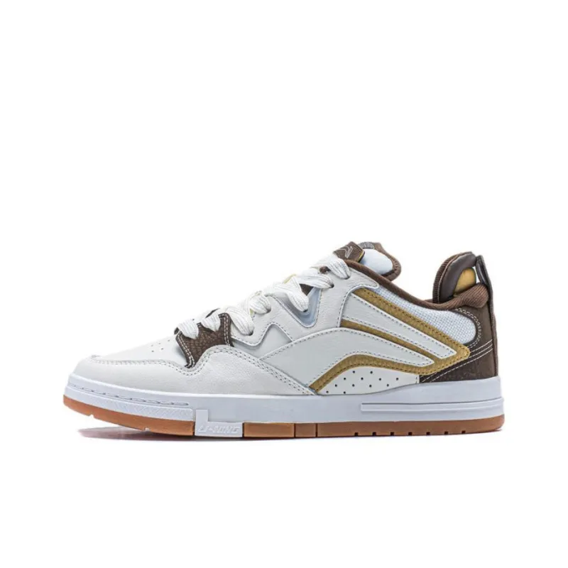 LiNing Wei Wu PRO PRO Wear-Resistant Slip-Resistant Lightweight Low-Top Skateboard Shoes Men's White Umber-0