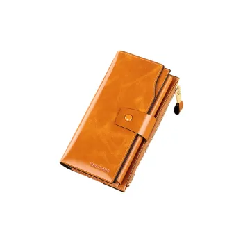 Banyanu Cow Leather Wallet Medium Size Women's Brown/Burgundy/Peacock Blue/Rose Red/Purple/Black/Coffee
