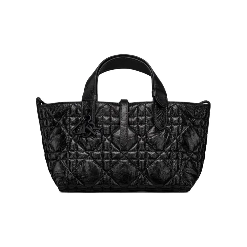 DIOR Wrinkled Cow Leather Handbag, Shoulder Bag Small Size Women's Black-0