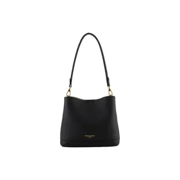 POURCHET Cow Leather Bucket Bags Shoulder Bag Crossbody Bag Medium Size Women's Black/Elephant Gray/Sand Yellow