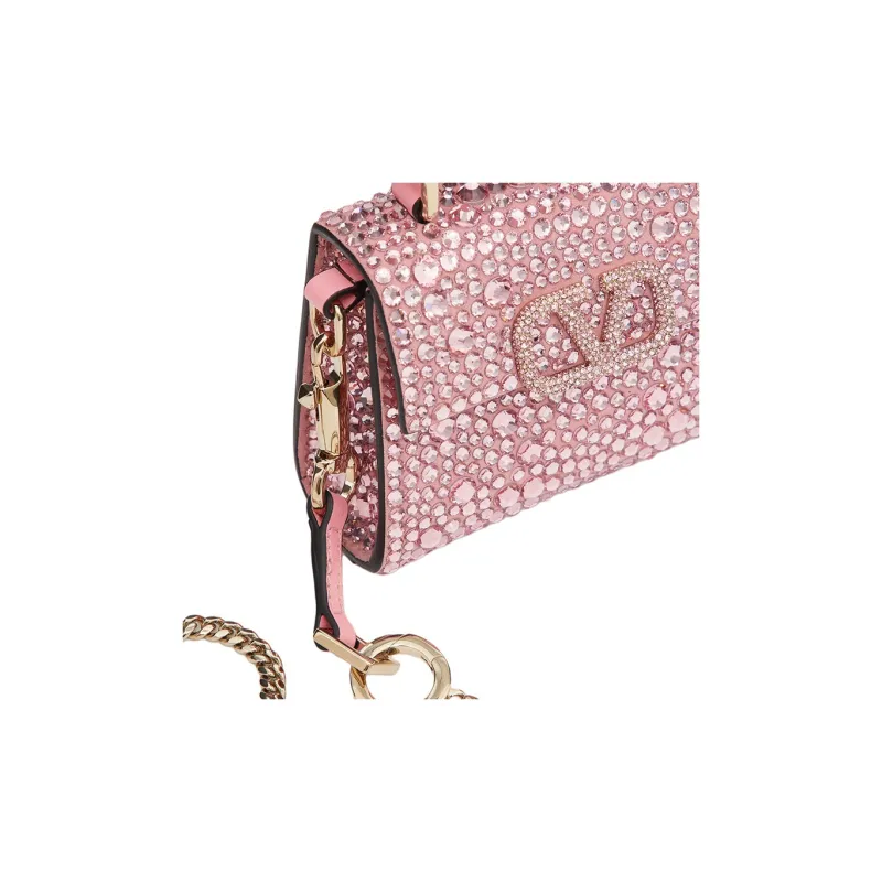 Valentino VSLING Embroidery Crossbody Bag, Shoulder Bag Mini Women's Glitter Pink-6