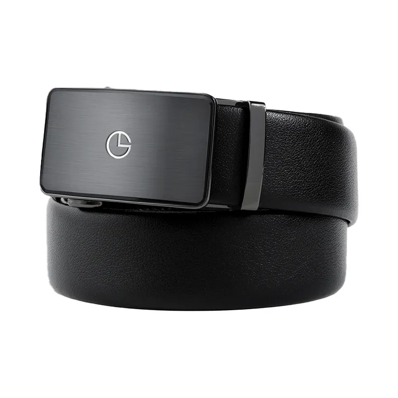 GOLDLION Selected Top Grain Genuine Leather Belts Men's Gunmetal/Black 3.5CM-1