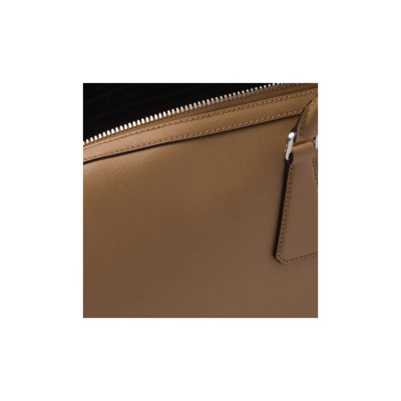 PRADA Saffiano Leather One Shoulder Portable Travel Bag Men's Caramel-4