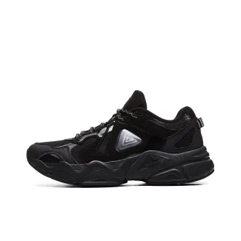 PEAK Taichi P2K Chunky Sneakers Cushioning Rebound Wear Resistant Low Top Casual Shoes Men's All Black