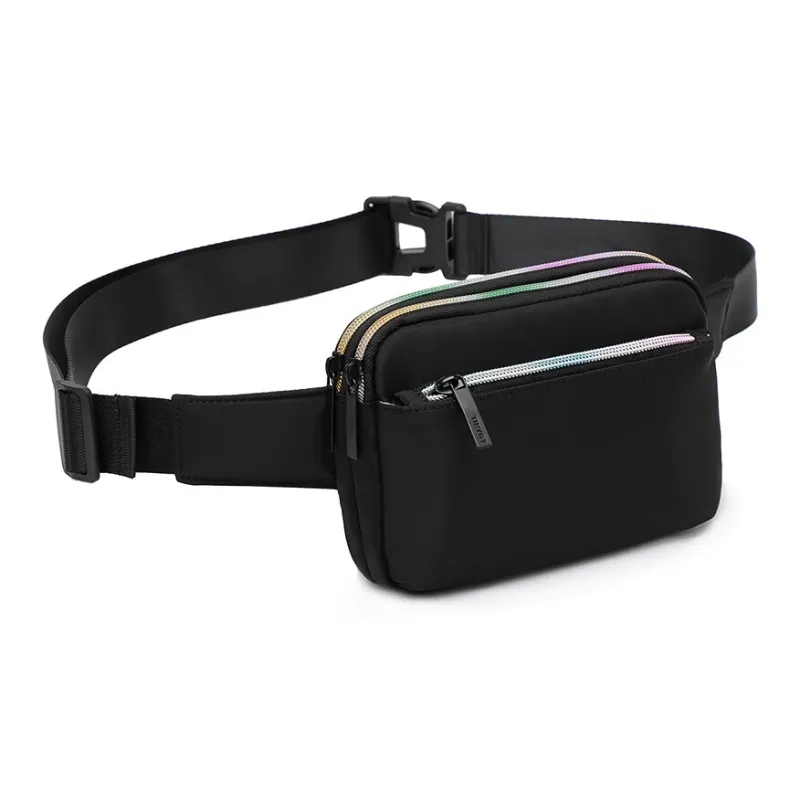 TINYAT Polyester Sling Bag Fanny Pack Small Size Unisex Black/Pink/Coffee-2