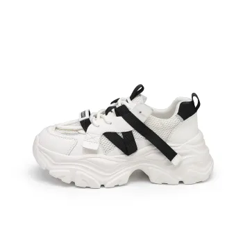 BAIJIHONG Slip Resistant, Abrasion Resistant, Lightweight, Height Increasing Low Top Chunky Sneakers 5cm Women's