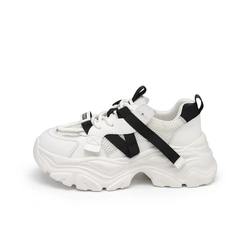 BAIJIHONG Slip Resistant, Abrasion Resistant, Lightweight, Height Increasing Low Top Chunky Sneakers 5cm Women's-1