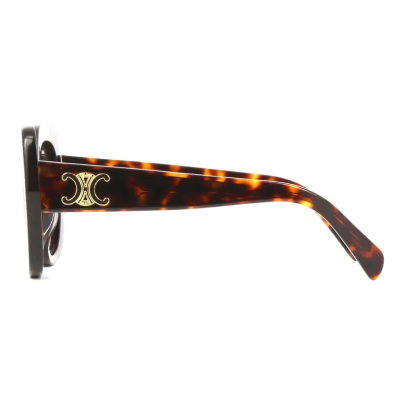 CELINE Acetate Irregular Shape Sunglasses Unisex Red Brown-2