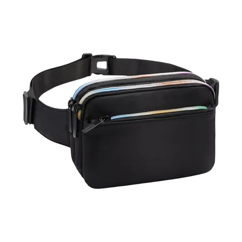 TINYAT Polyester Sling Bag Fanny Pack Small Size Unisex Black/Pink/Coffee-1