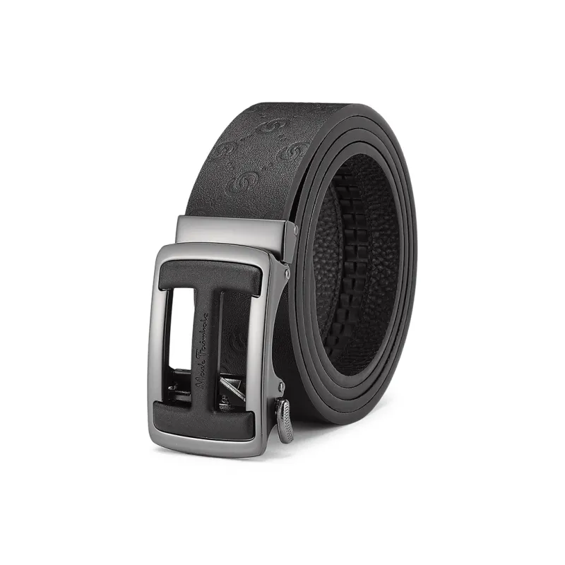 FAIRWHALE Top Grain Cow Leather New Trend Automatic Buckle Genuine Leather Belt Set Men's 3.5CM-2