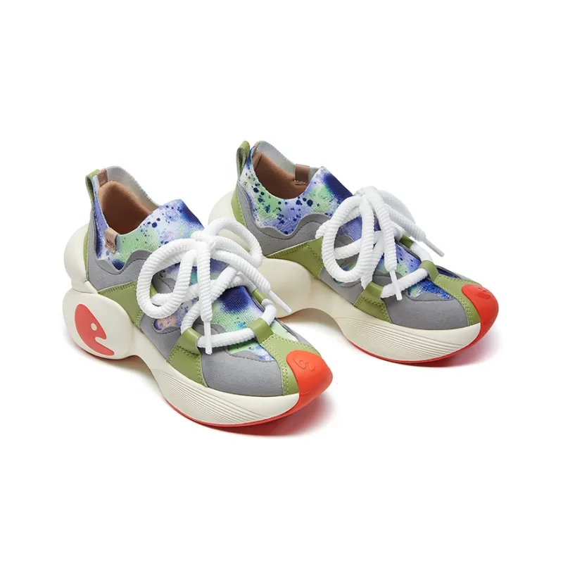 U.IN Painted Travel Shoes Bilbao A1 & A2 Artistic Collection Chunky Sneakers Women's-35