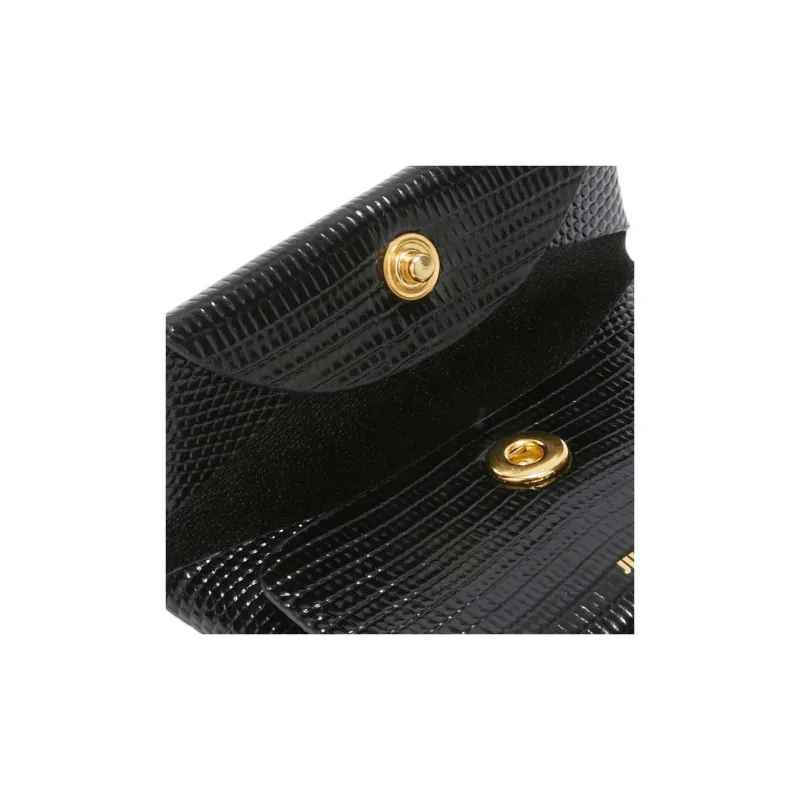 JIL SANDER Lizard-Embossed Calfskin Coin Purse Women's Black-2