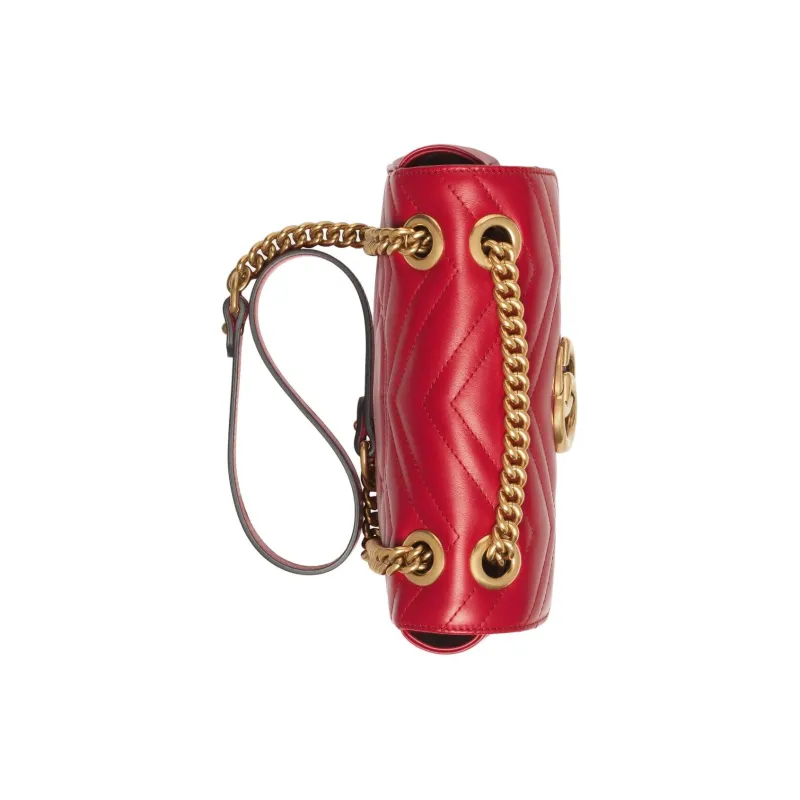 GUCCI GG Marmont Quilting Leather Crossbody Bag Shoulder Bag Women's Red-5