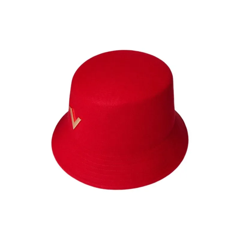Valentino Wool Metal Bucket Hats Women's Red-2