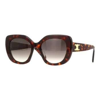 CELINE Acetate Irregular Shape Sunglasses Unisex Red Brown