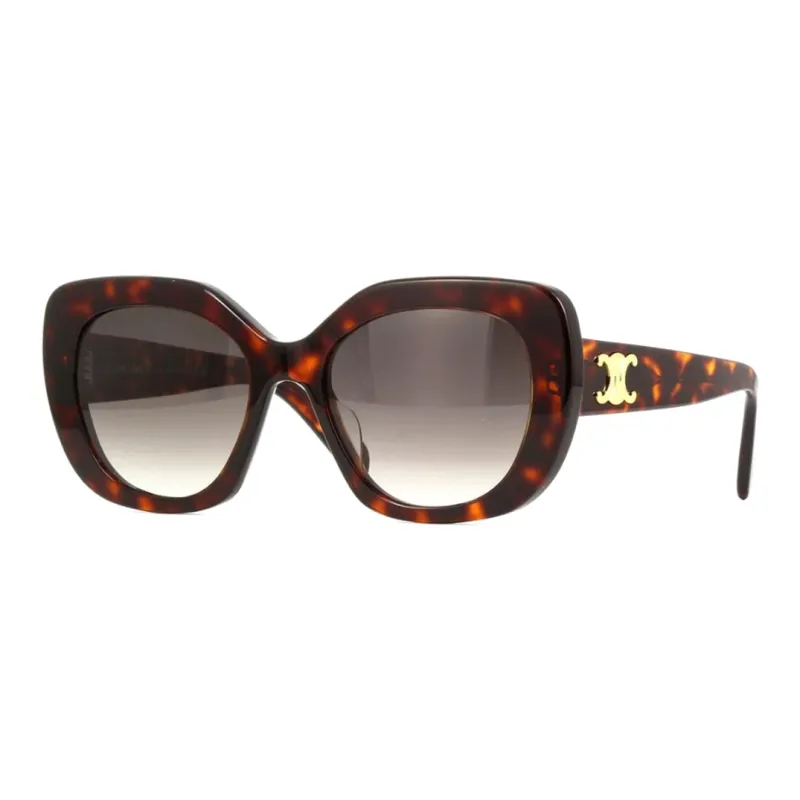 CELINE Acetate Irregular Shape Sunglasses Unisex Red Brown-0