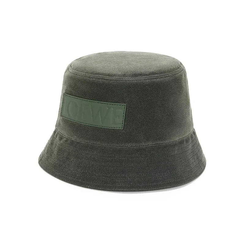 LOEWE Cotton Canvas Linen Bucket Hats Unisex Green-0