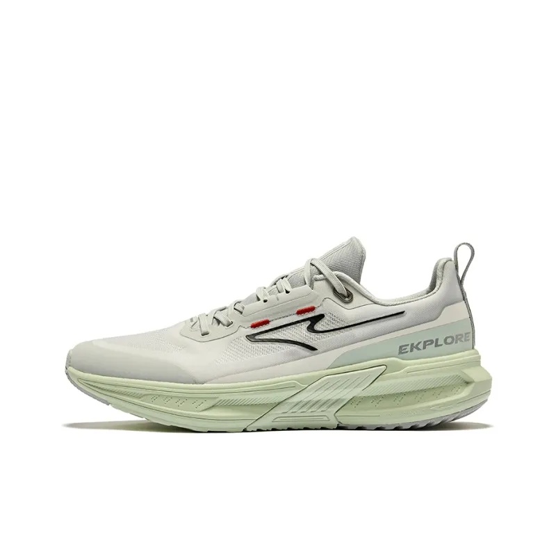 Erke Wild Pro Cushioning Wear Resistant Low Top Sprint Running Shoes Men's White Dew Gray Light Pea Green-0