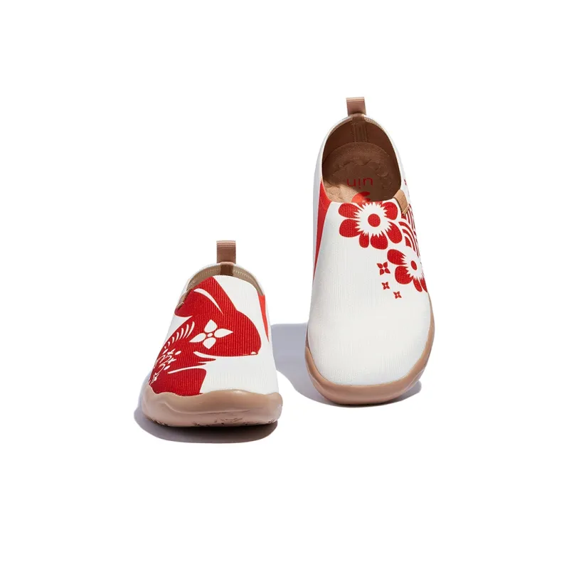 U.IN Painted Travel Shoes Toledo 1 Year Of The Dragon Red Collection Casual Shoes Women's-9