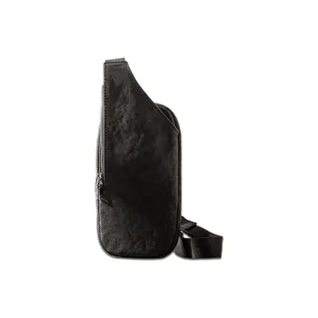 Back Step Cow Leather One Shoulder Crossbody Sling Bags Regular Unisex Black