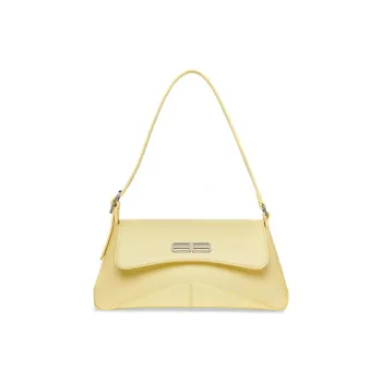 Balenciaga Cow Leather Flap Bag Shoulder Bag Crossbody Bag Small Size Women's Yellow Cream