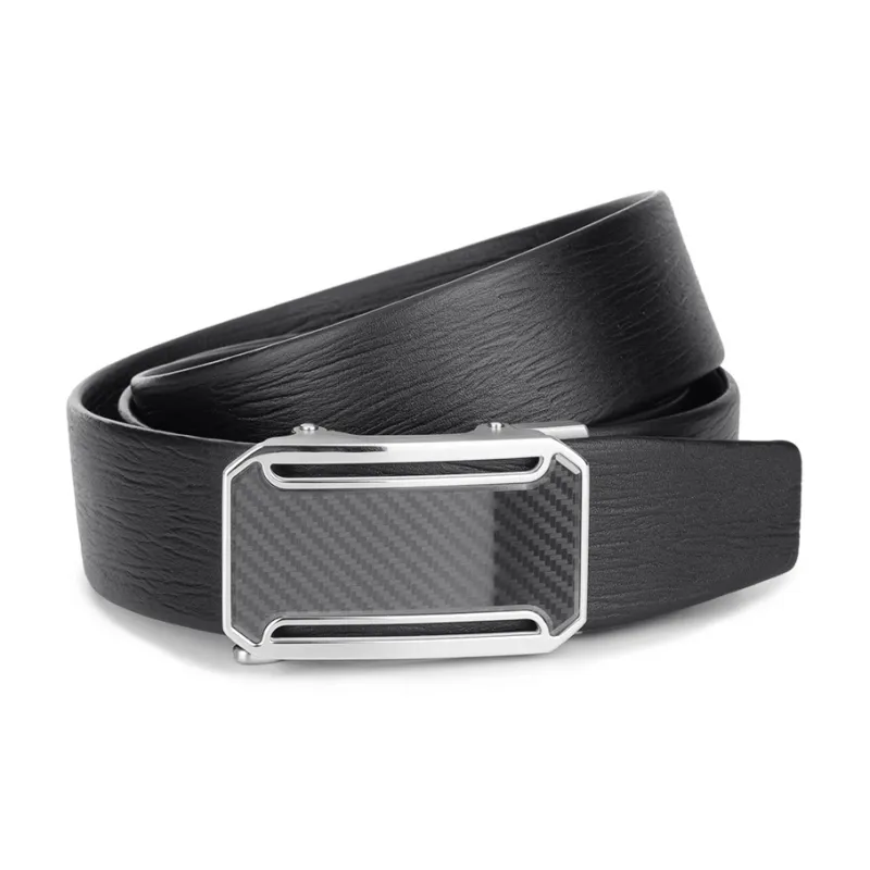 Cows Reign Automatic Buckle With Texture Fashion Business Leather Belts Men's Width 3.4cm-1