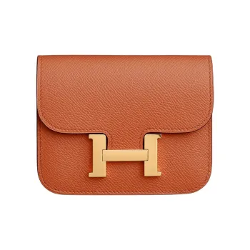HERMES Constance Slim Epsom Leather Clutch Wallet Fanny Pack Women's R1 Terre Battue Red Clay