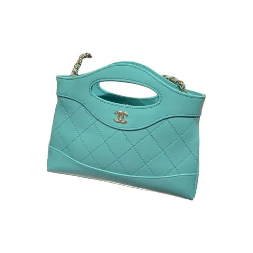 CHANEL Shiny Cow Leather Handbag Shoulder Bag Crossbody Bag Mini Women's Light Blue