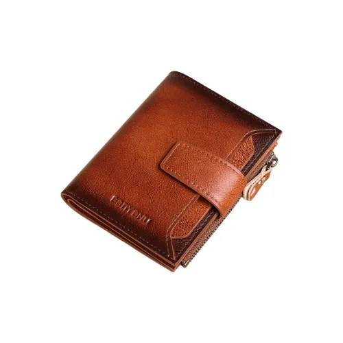 Banyanu Cow Leather Card Holder, Wallet Regular Men's Yellow Brown/Coffee/Blue Gray/Black