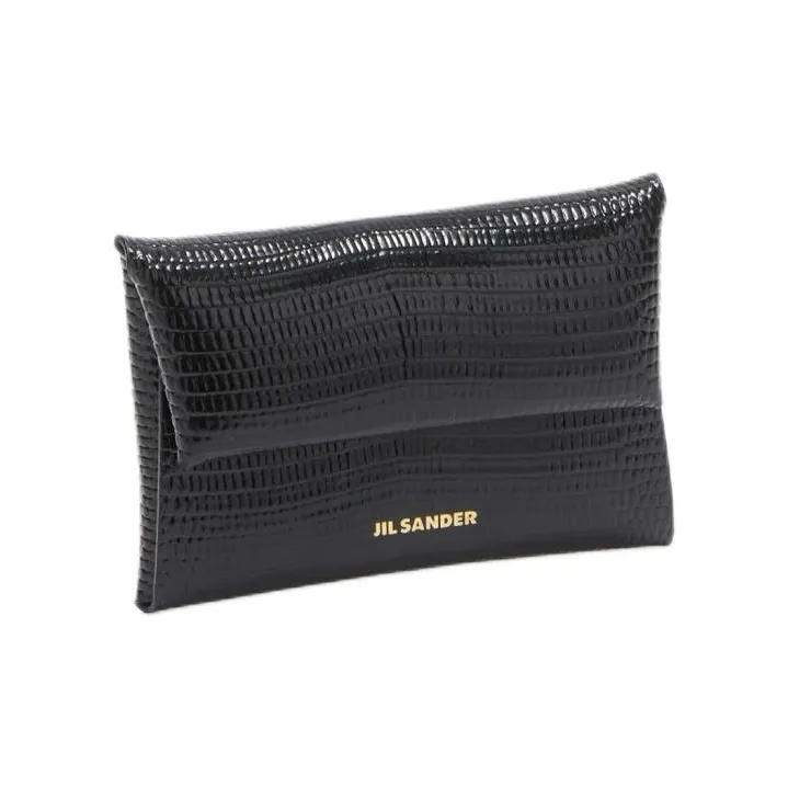 JIL SANDER Lizard-Embossed Calfskin Coin Purse Women's Black-1
