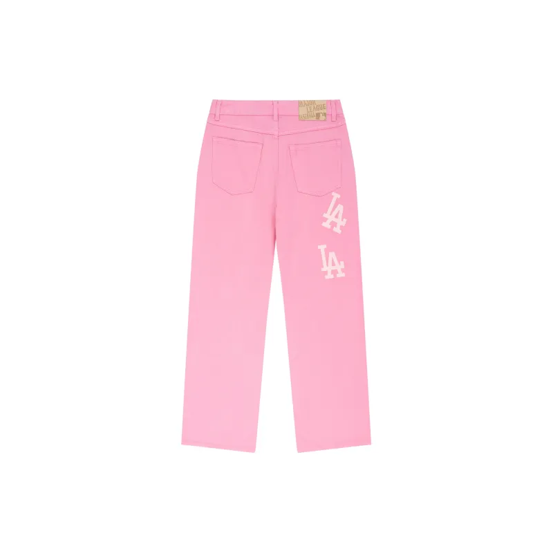 MLB Basic Logo Fashion Sports Collection SS24 Jeans Women's Light Pink-1
