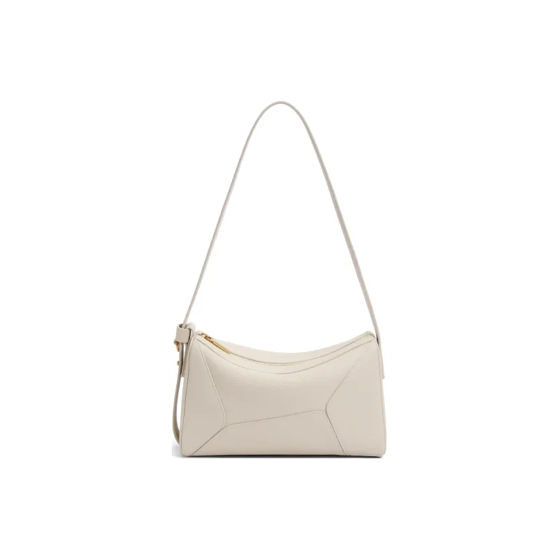 BELLE Cow Leather Shoulder Bag Medium Size Women's Solid Color-12