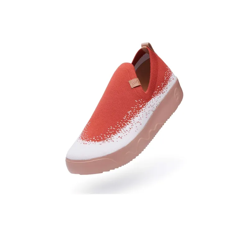 U.IN Art Collection Skateboard Shoes Women's Low Top Red-4