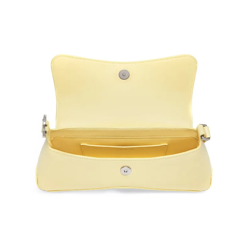 Balenciaga Cow Leather Flap Bag Shoulder Bag Crossbody Bag Small Size Women's Yellow Cream-4
