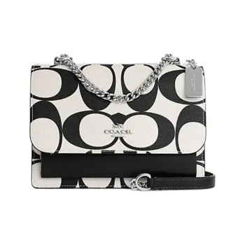 COACH Klare PVC With Cow Leather Shoulder Bag, Crossbody Bag Trumpets Women's Silver Hardware & Chalk Multicolor