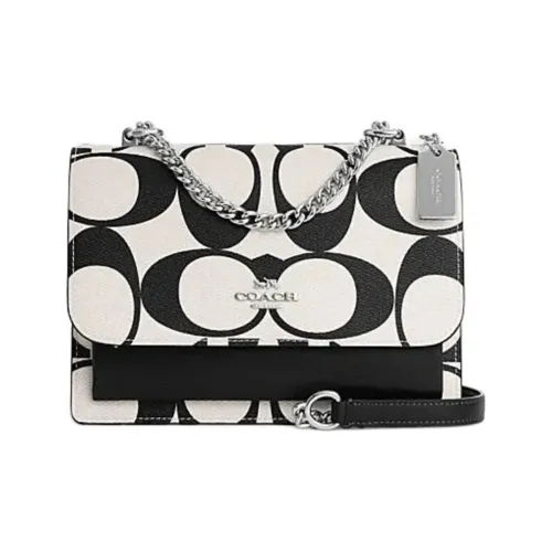 COACH Klare PVC With Cow Leather Shoulder Bag, Crossbody Bag Trumpets Women's Silver Hardware & Chalk Multicolor