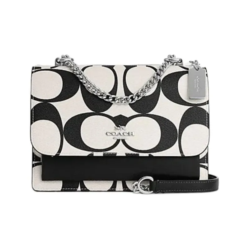 COACH Klare PVC With Cow Leather Shoulder Bag, Crossbody Bag Trumpets Women's Silver Hardware & Chalk Multicolor-0