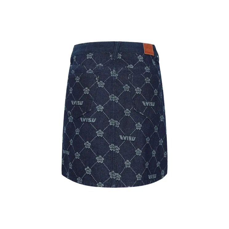 EVISU Casual Short Skirts Women's Denim Blue-1