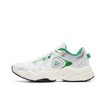 PEAK Taichi P2K Chunky Sneakers Cushioning Rebound Wear Resistant Low Top Casual Shoes Men's Beige White Green