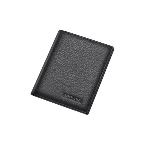 Banyanu Cow Leather Wallets Card Holders Men's Black/Coffee
