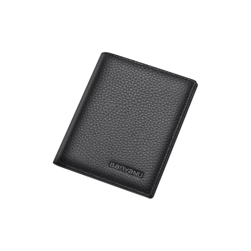 Banyanu Cow Leather Wallets Card Holders Men's Black/Coffee-0