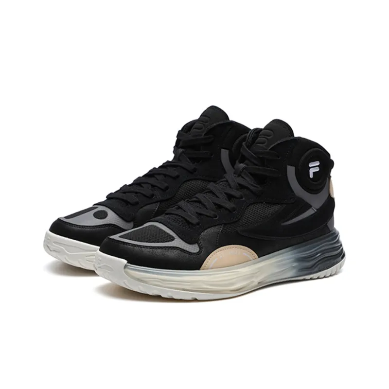 FILA FUSION FX 22 Cushioning Anti Slip And Wear Resistant Coverage Mid Top Vintage Basketball Shoes Men's Black Gray-1
