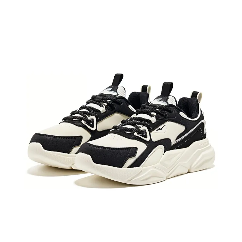 Erke Heartfelt Cushioning Anti Slip And Wear Resistant Low Top Casual Shoes Women's White Black-1