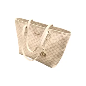 ALOENEY PU Tote Bag, Shopping Bag, Shoulder Bag Women's Ecru/Pink