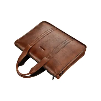WilliamPOLO Cow Leather Crossbody Bag Briefcase Large Size Men's Brown/Coffee