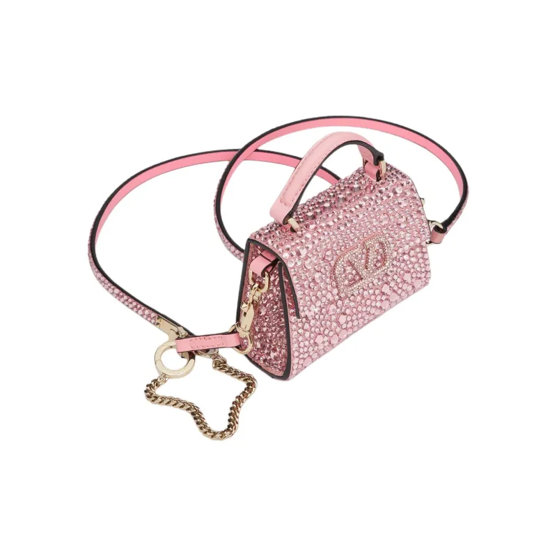 Valentino VSLING Embroidery Crossbody Bag, Shoulder Bag Mini Women's Glitter Pink-4