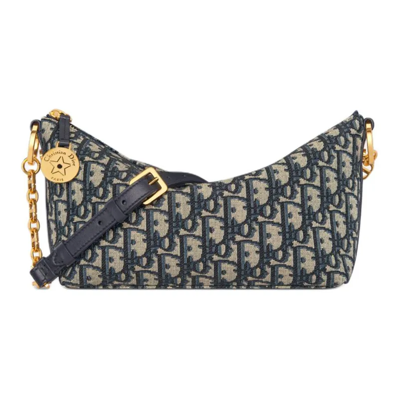 DIOR Jacquard Fabric Handbag Shoulder Bag Women's Blue-0