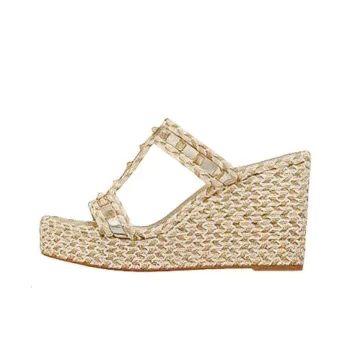 Valentino Garavani Rockstud 90mm Woven Wedge Sandals