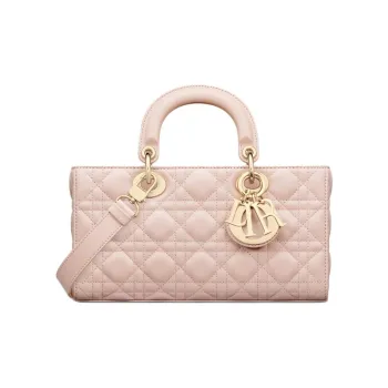 DIOR Lady D JOY Sheepskin Shoulder Bag Crossbody Bag Handbag Medium Size Women's Rouge Pink